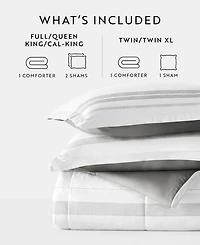 ienjoy Home Stitched Stripe 3-Piece Comforter Set, King/California King