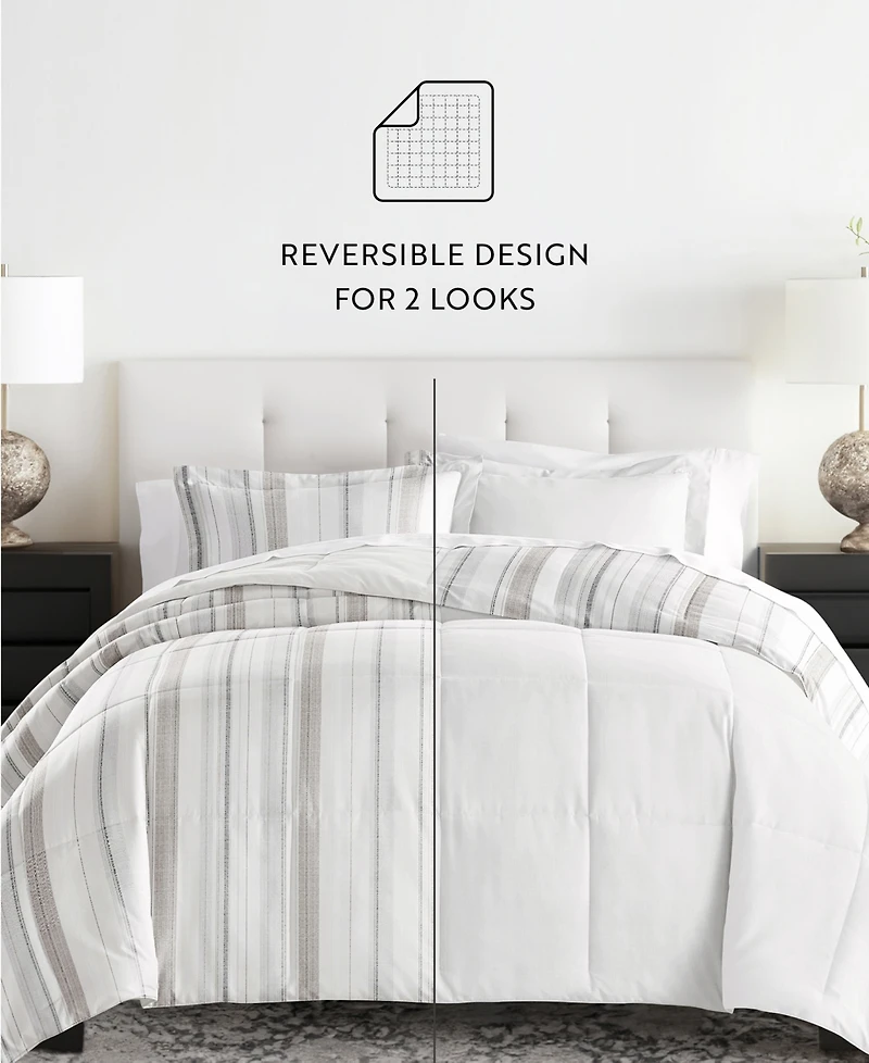 ienjoy Home Vertical Stripe 3-Piece Comforter Set, King/California King
