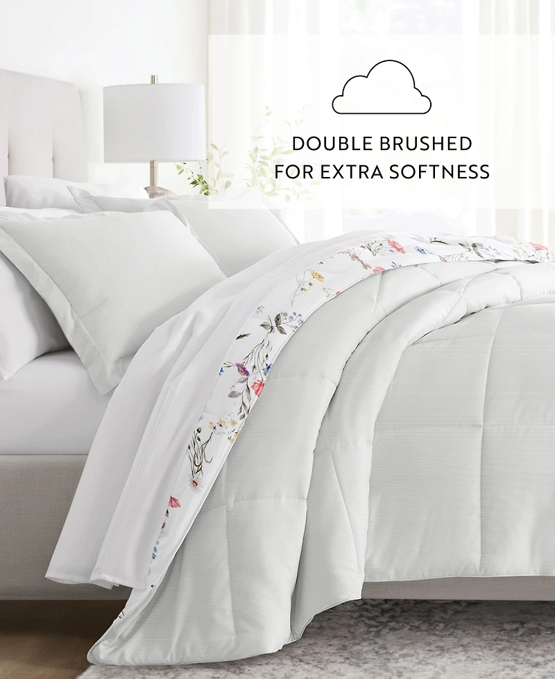 ienjoy Home Meadow Floral Stripe 3-Piece Comforter Set