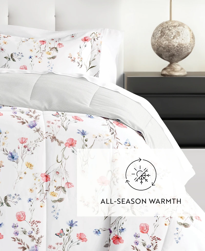 ienjoy Home Meadow Floral Stripe 3-Piece Comforter Set