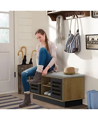 Shoe Bench with 6 Storage Compartments and 3 Adjustable Shelves