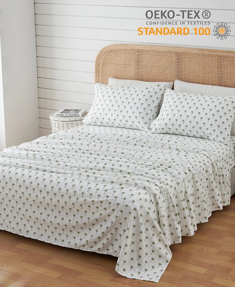 Premium Comforts Coastal Printed Microfiber 4-Pc. Sheet Set, Queen