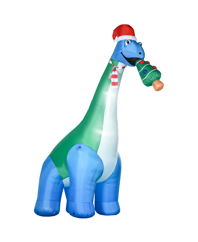 Homcom 11FT Long Christmas Inflatable Dinosaur with Christmas Tree in Mouth