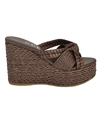 Guess Women's Eveh Knotted Jute Wrapped Platform Wedge Sandals
