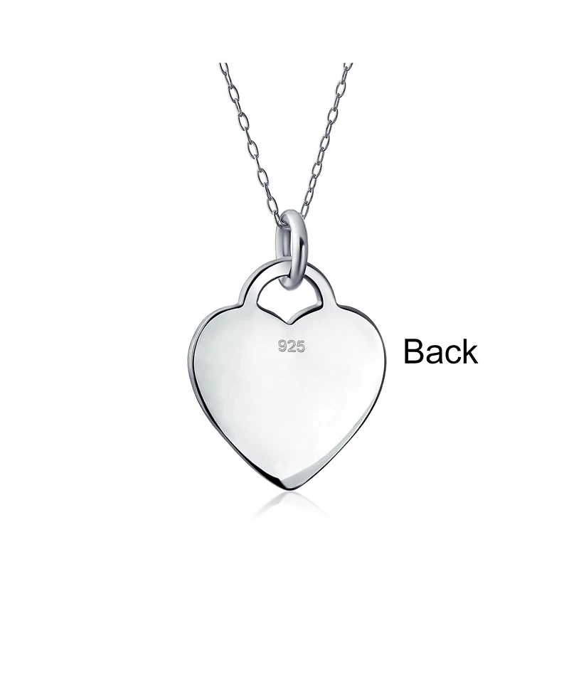 Bling Jewelry Tiny Minimalist Blank Plain Flat Heart Shape Initial Pendant Necklace Sterling Silver