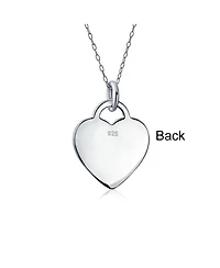 Bling Jewelry Tiny Minimalist Blank Plain Flat Heart Shape Initial Pendant Necklace Sterling Silver