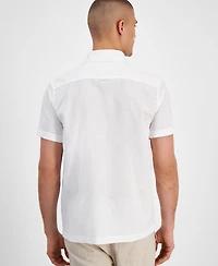 Sun + Stone Men's Blake Linen Chambray Short Sleeve Button-Front Shirt, Created for Macy's