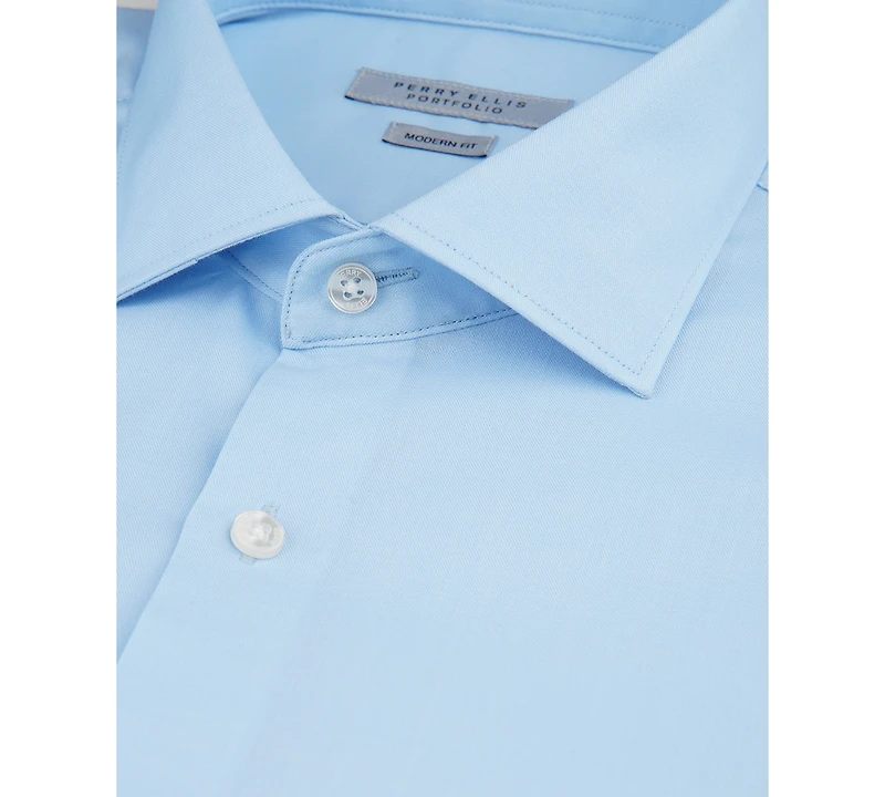 Perry Ellis Men's Modern-Fit Lux Twill Solid Dress Shirt