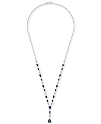 Blue Sapphire (5 ct. t.w.) & White Sapphire (5/8 ct. t.w.) 17" Lariat Necklace in Sterling Silver