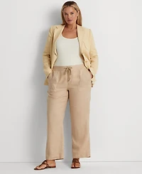Lauren Ralph Plus-Size 100% Linen Wide-Leg Pants