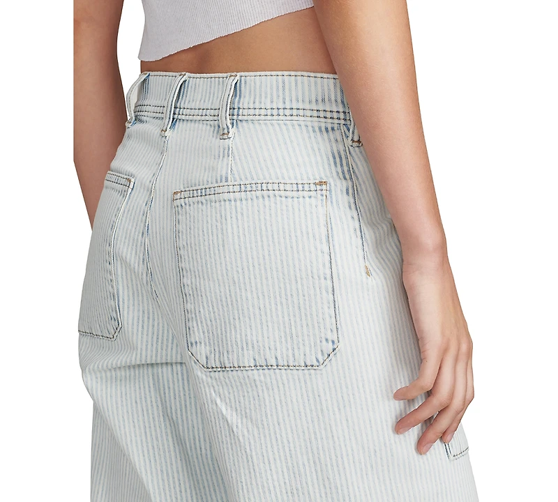 Lucky Brand Women's Striped Patch-Pocket Wide-Leg Jeans
