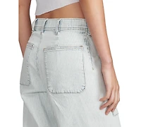 Lucky Brand Women's Striped Patch-Pocket Wide-Leg Jeans