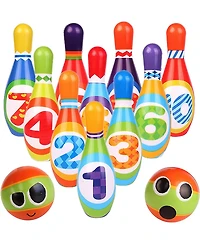 ToyVelt Kids Bowling Set - with 10 Bowling Pins & 2 Balls - Educational Early Development Indoor & Outdoor Games Set