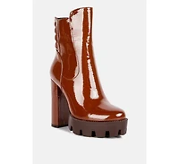 High Key Collared Heel Ankle Boot Women