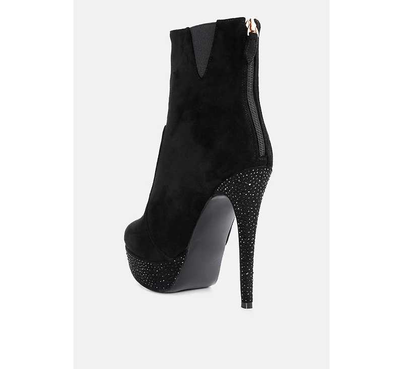 Espiree Microfiber High Heeled Ankle Boots