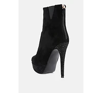 Espiree Microfiber High Heeled Ankle Boots