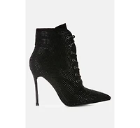 Head On Faux Suede Diamante Ankle Boots