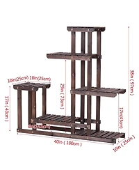 Sugift 6-Tier Garden Wooden Plant Flower Stand Shelf for Multiple Plants Indoor or Outdoor