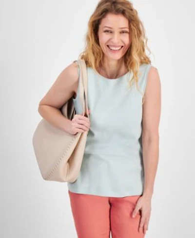 Style Co Womens Cotton Boat Neck Sleeveless Top Created For Macys