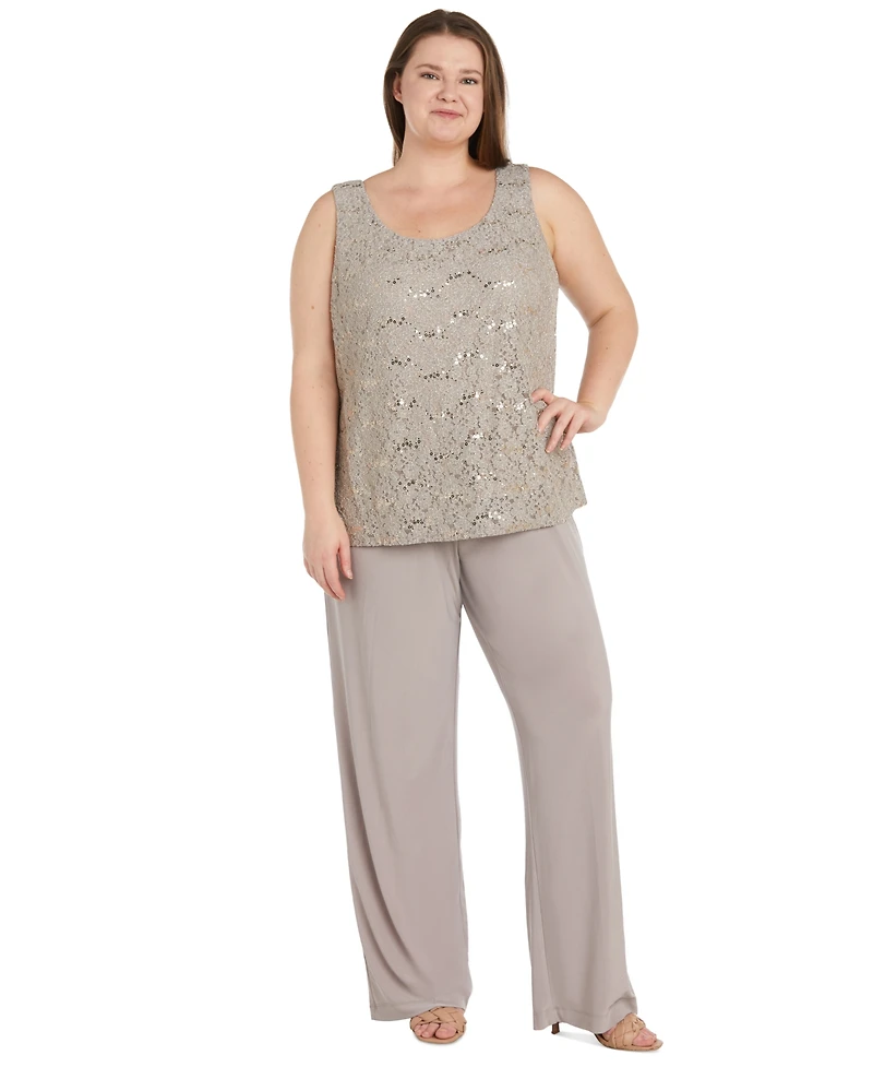 R & M Richards Plus 3-Pc. Embellished Jacket, Tank Pants Set