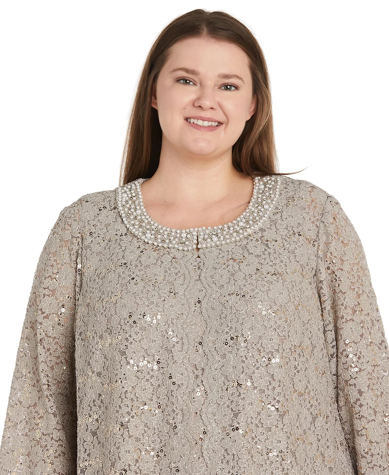 R & M Richards Plus 3-Pc. Embellished Jacket, Tank Pants Set