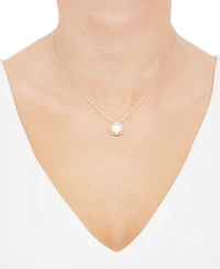 Honora Cultured Freshwater Pearl (8mm) & Diamond (1/10 ct. t.w.) Halo 18" Pendant Necklace in 14k Gold