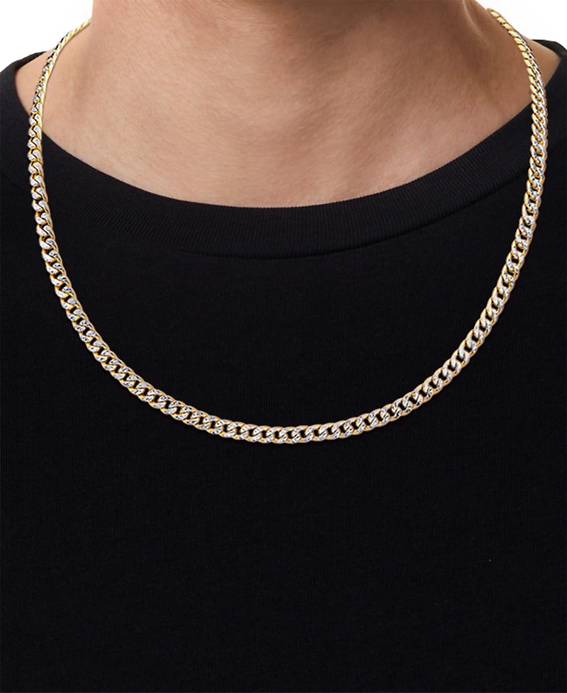 Double-Sided Cuban Link 22" Chain Necklace in 10k Two-Tone Gold