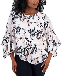 Alex Evenings Plus Size Scoop-Neck Tiered Ruffled Blouse