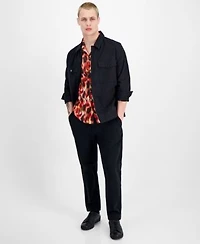 Hugo By Hugo Boss Mens Oversized Fit Shirt Jacket Straight Fit Printed Button Down Shirt Tapered Fit Chino Pants