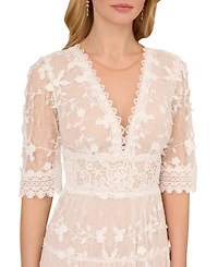 Adrianna Papell Women's V-Neck Lace Embroidery Dress