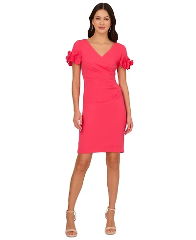 Adrianna Papell Petite Surplice Neck Knit Short Dress
