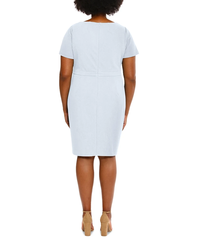 London Times Plus Bow-Neck Sheath Dress