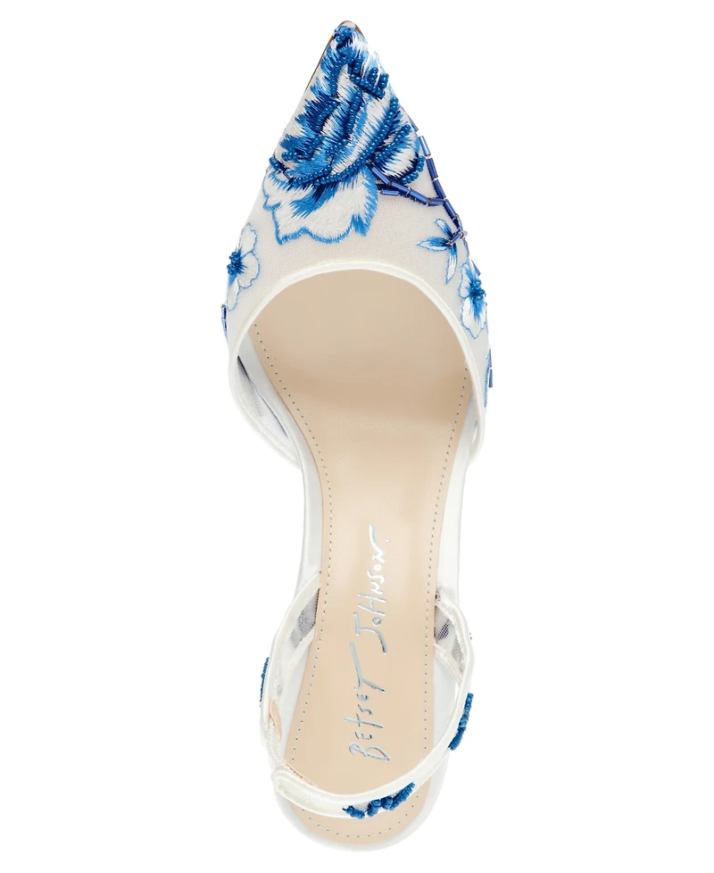 Betsey Johnson Women's Patch Mesh Embroidered Evening Pumps