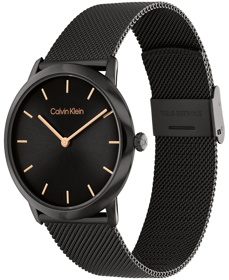 Calvin Klein Women's Exceptional Black Stainless Steel Mesh Bracelet Watch 37mm