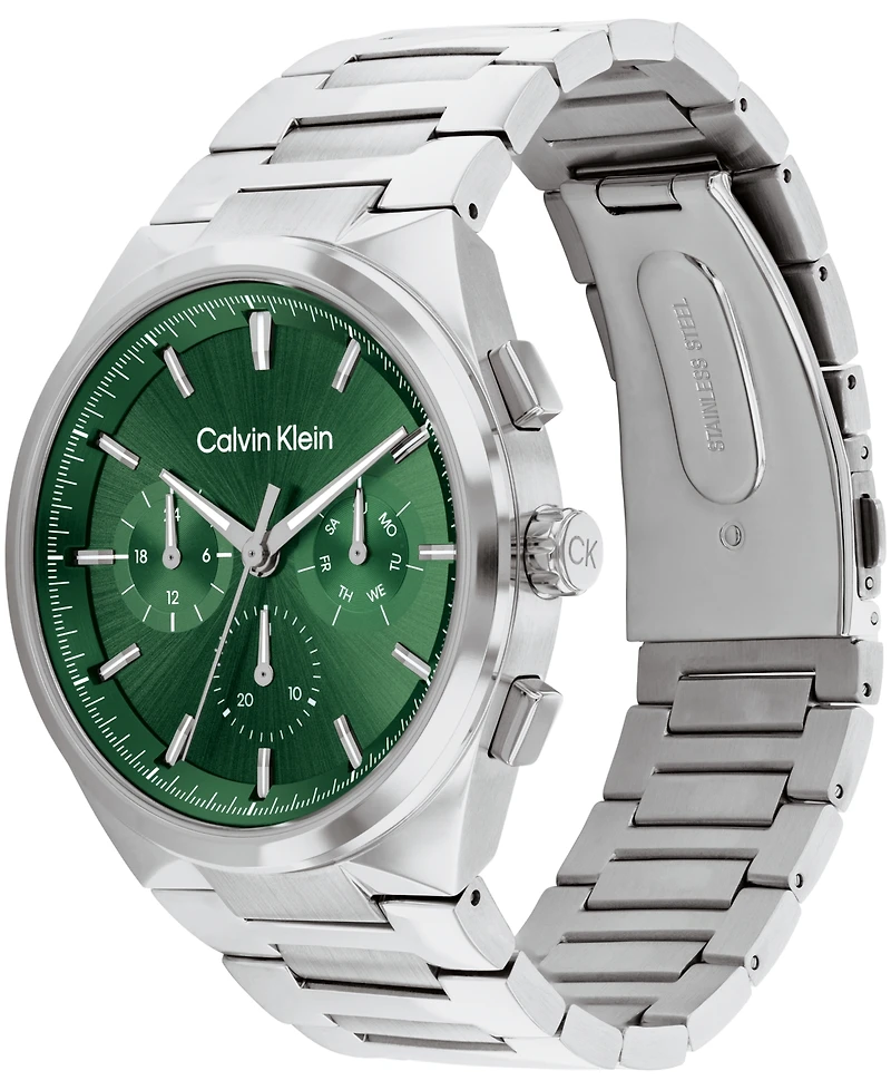 Calvin Klein Men's Distinguish Silver-Tone Stainless Steel Bracelet Watch 44mm