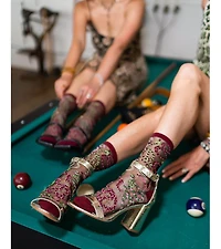 Sock Candy Women's Serpentine Floral Black Sheer Sock