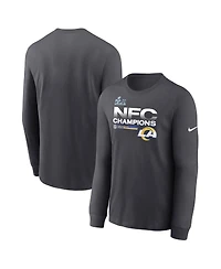 Men's Nike Anthracite Los Angeles Rams 2021 Nfc Champions Locker Room Trophy Collection Long Sleeve T-shirt