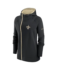 Women's Nike Black New Orleans Saints Asymmetrical Raglan Full-Zip Hoodie