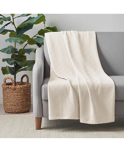 Host & Home 100% Cotton Basketweave Throw, Lightweight Blanket, 300GSM, 5 Color Options, 50x70