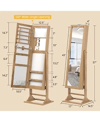 Jewelry Cabinet Full-Length Mirror Lockable Jewelry Armoire with 6 Lights