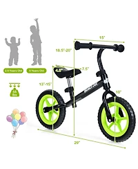 Kids Balance Bike No Pedal Training Bicycle w/ Adjustable Handlebar & Seat