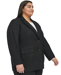 Karl Lagerfeld Paris Plus Fringe Trim Tweed Blazer, First@Macy's