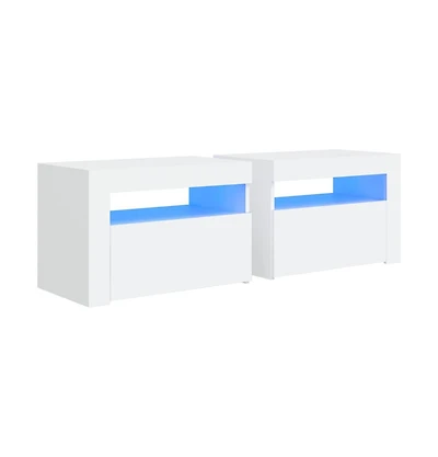 Bedside Cabinets 2 pcs with LEDs White 23.6"x13.8"x15.7"