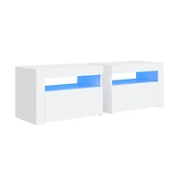 Bedside Cabinets 2 pcs with LEDs White 23.6"x13.8"x15.7"