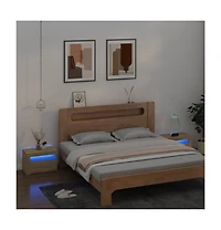 Bedside Cabinets 2 pcs with LEDs Sonoma Oak 23.6"x13.8"x15.7"