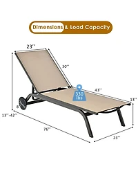 6-Position Adjustable Fabric Outdoor Patio Recliner Chair