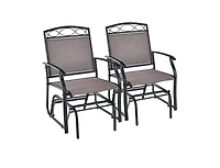 Set of 2 Outdoor Metal Glider Armchairs with Weather-resistant Fabric