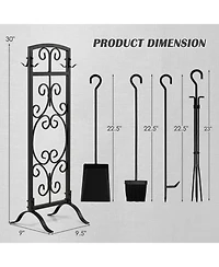 Sugift 5 Piece Wrought Iron Fireplace Tools with Decor Holder