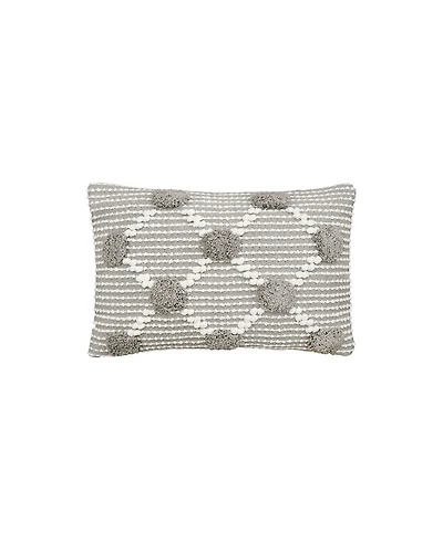 Josie Boulder Pillow, 14" x 22" Gray Rectangle Soft Woven Pillow For Couch Sofa Bed Chair Cotton
