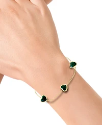 Effy Malachite Heart Station Chain Link Bracelet in 14k Gold